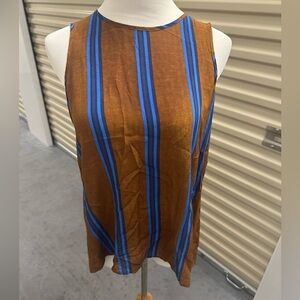 Lucky Brand Brown and Blue Striped Tank Top Bohemian